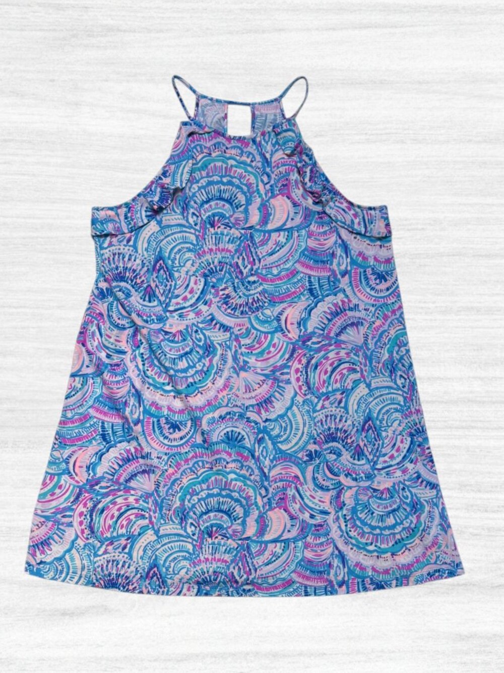 Lilly Pulitzer Billie Happy As A Clam Ruffle Halter Resort Pima Cotton Dress XL